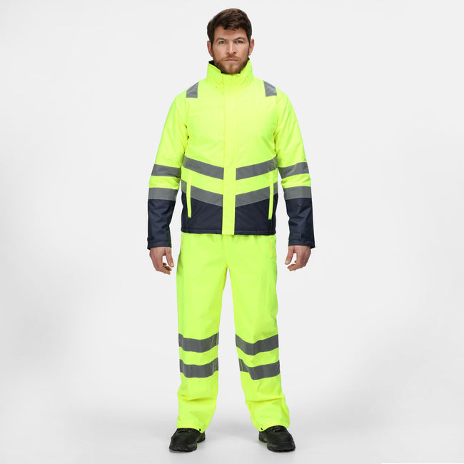 Yellow-Navy - Back - Regatta Mens High-Vis Insulated Jacket