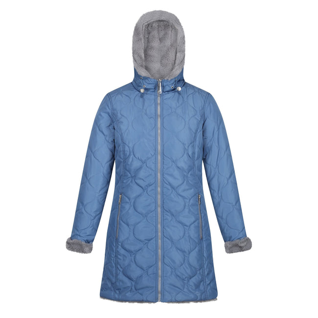 Slate Blue-Storm Grey - Front - Regatta Womens-Ladies Caileigh Reversible Parka