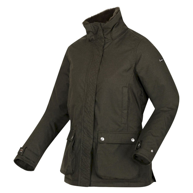 Dark Khaki - Side - Regatta Womens-Ladies Leighton Waterproof Jacket