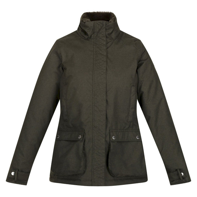 Dark Khaki - Front - Regatta Womens-Ladies Leighton Waterproof Jacket