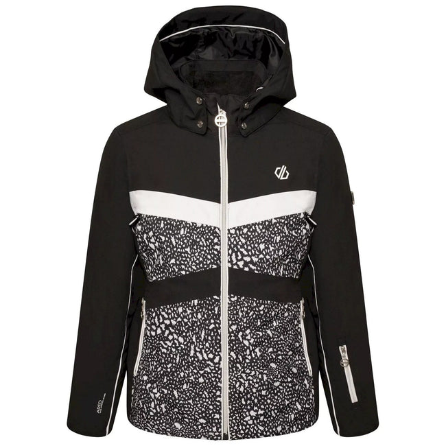 Black-White - Front - Dare 2B Girls Belief II Ski Jacket