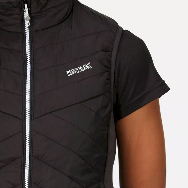 Black-Ash - Close up - Regatta Womens-Ladies Halton V Softshell Body Warmer
