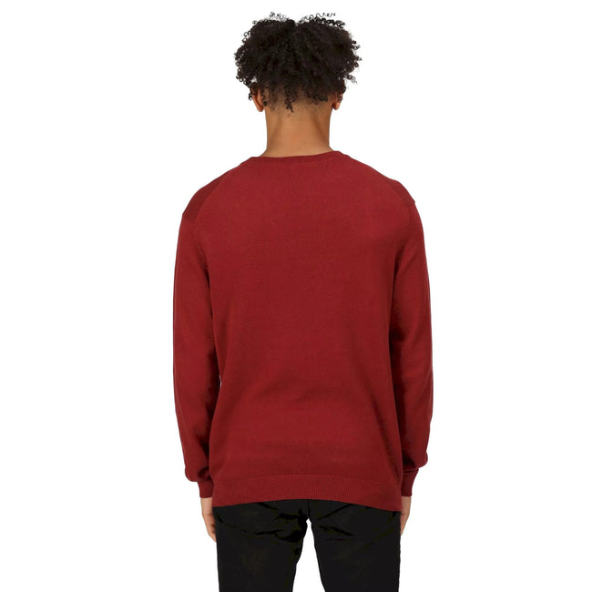 Syrah Red - Close up - Regatta Mens Kaelen Jersey Knitted Sweater