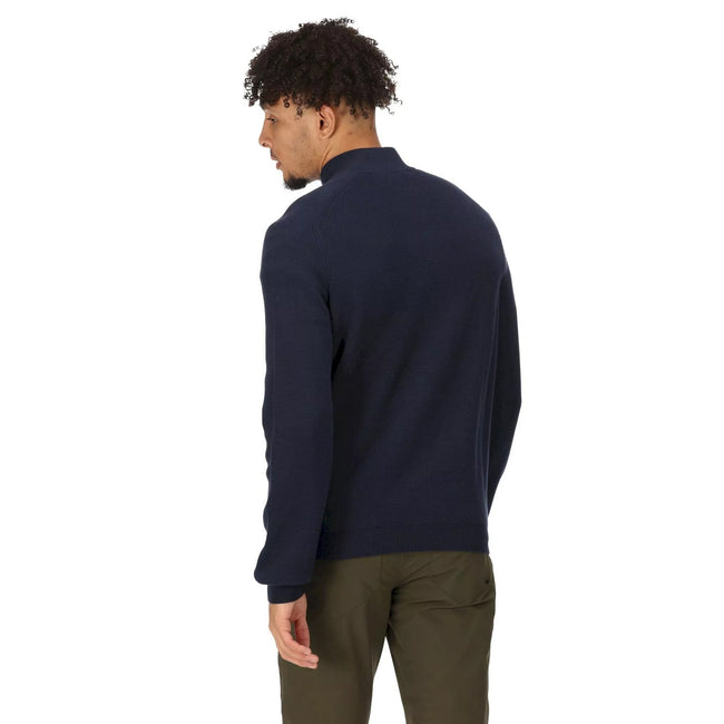 Navy - Close up - Regatta Mens Kylo Knitted Full Zip Fleece Jacket