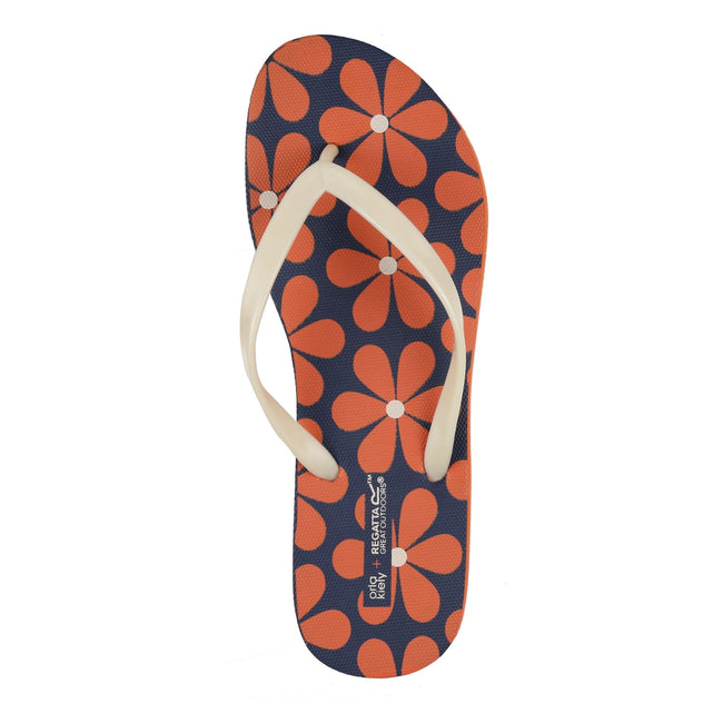 Navy - Side - Regatta Womens-Ladies Daisy Flip Flops
