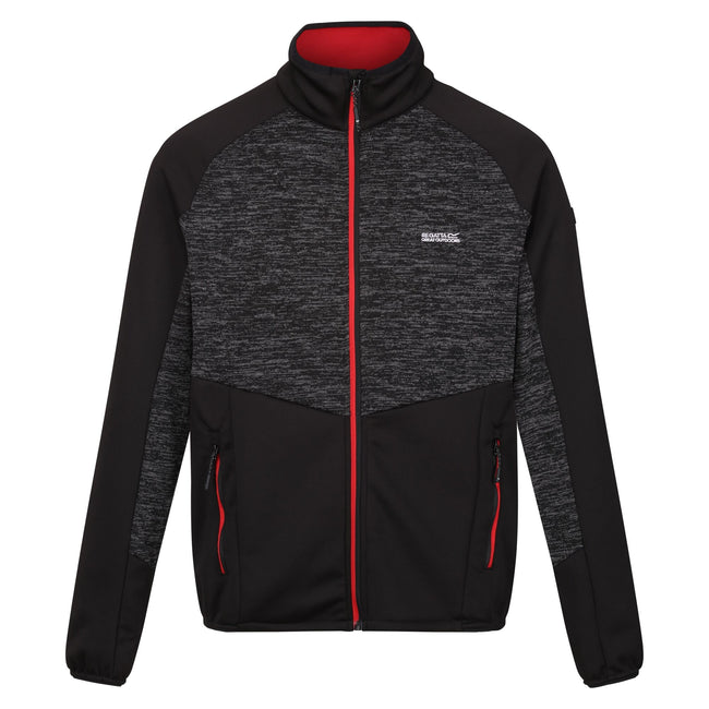 Black-Danger Red - Front - Regatta Mens Coladane V Marl Full Zip Fleece Jacket