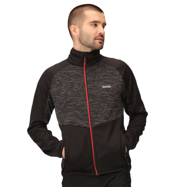 Black-Danger Red - Pack Shot - Regatta Mens Coladane V Marl Full Zip Fleece Jacket