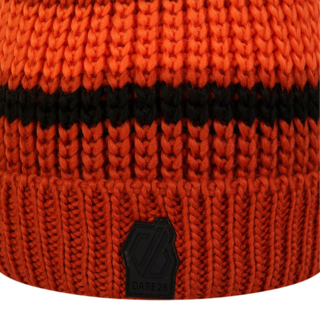 Rooibos Tea-Puffins Orange - Side - Dare 2B Mens Thinker II Striped Knitted Beanie