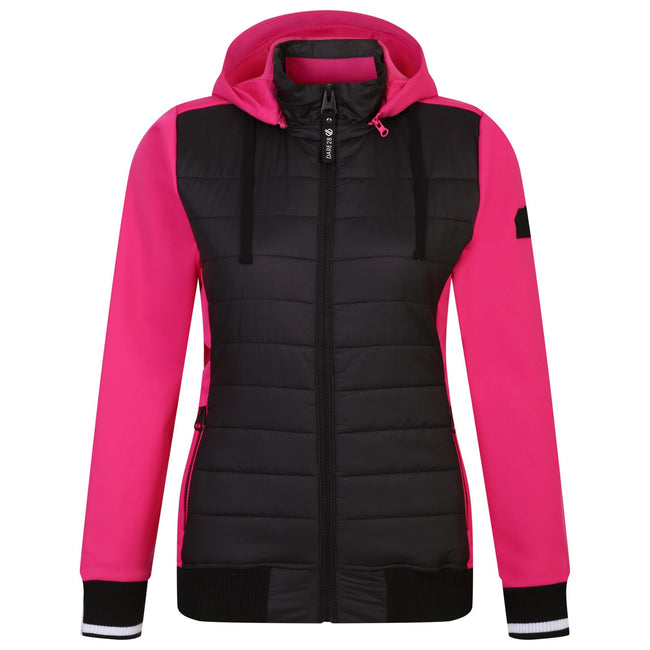 Black-Pure Pink - Front - Dare 2B Womens-Ladies Fend Hooded Jacket