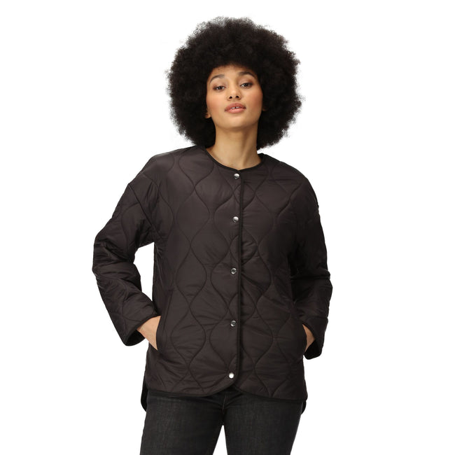 Black - Side - Regatta Womens-Ladies Harletta Baffled Padded Jacket