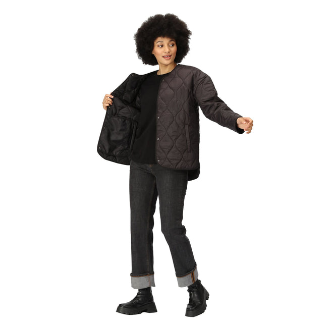 Black - Pack Shot - Regatta Womens-Ladies Harletta Baffled Padded Jacket