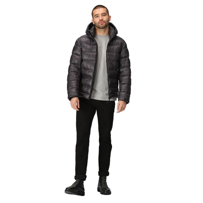 Black - Close up - Regatta Mens Toploft III Baffled Padded Jacket