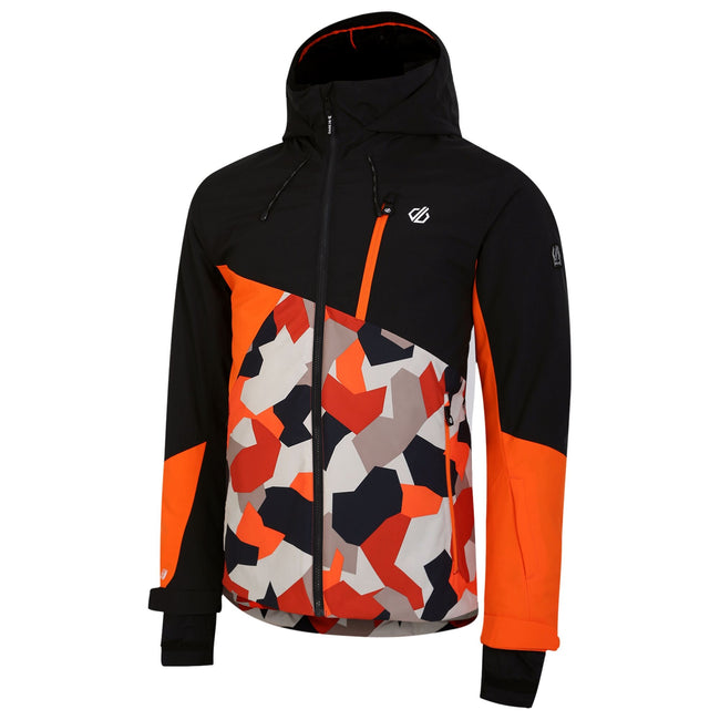 Black-Puffins Orange - Side - Dare 2B Mens Baseplate Geometric Ski Jacket