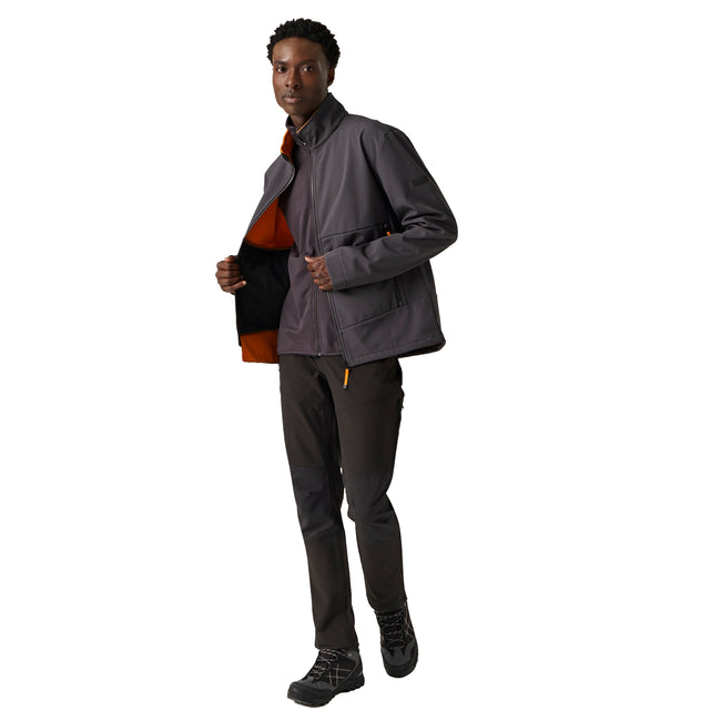 Ash-Orange Pepper - Pack Shot - Regatta Mens Dendrick Soft Shell Jacket