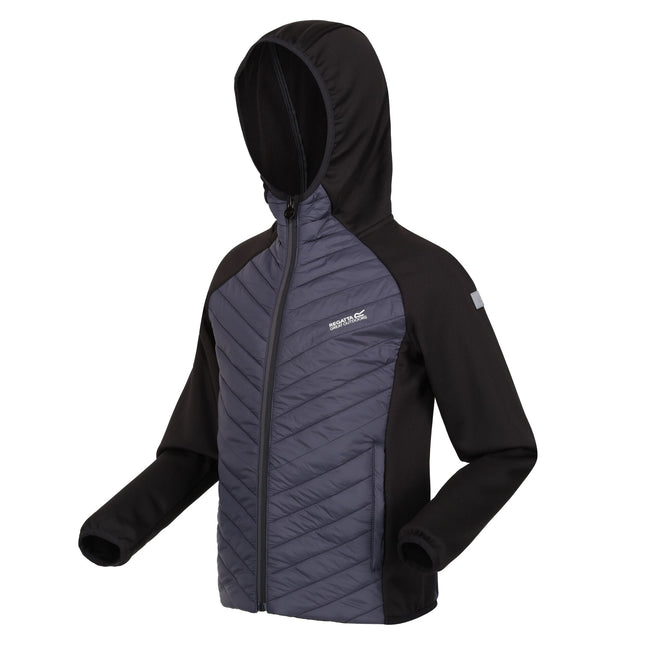 Black-Seal Grey - Side - Regatta Childrens-Kids Kielder Hybrid VII Padded Jacket