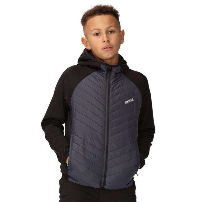 Black-Seal Grey - Lifestyle - Regatta Childrens-Kids Kielder Hybrid VII Padded Jacket