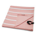 Seashell Pink-White - Side - Regatta Striped Microfiber Beach Towel