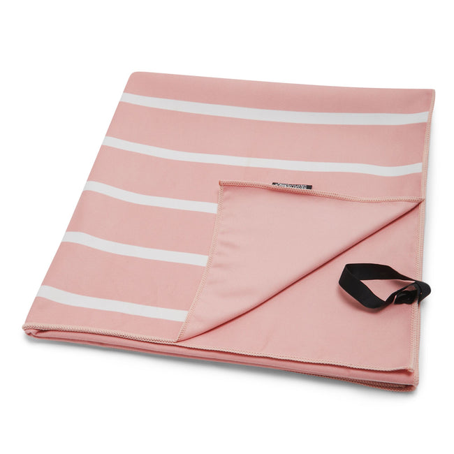 Seashell Pink-White - Side - Regatta Striped Microfiber Beach Towel