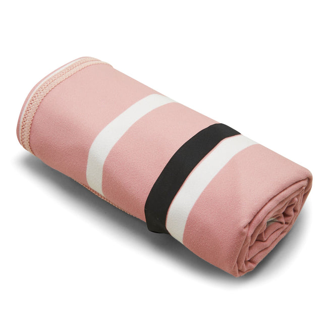 Seashell Pink-White - Lifestyle - Regatta Striped Microfiber Beach Towel