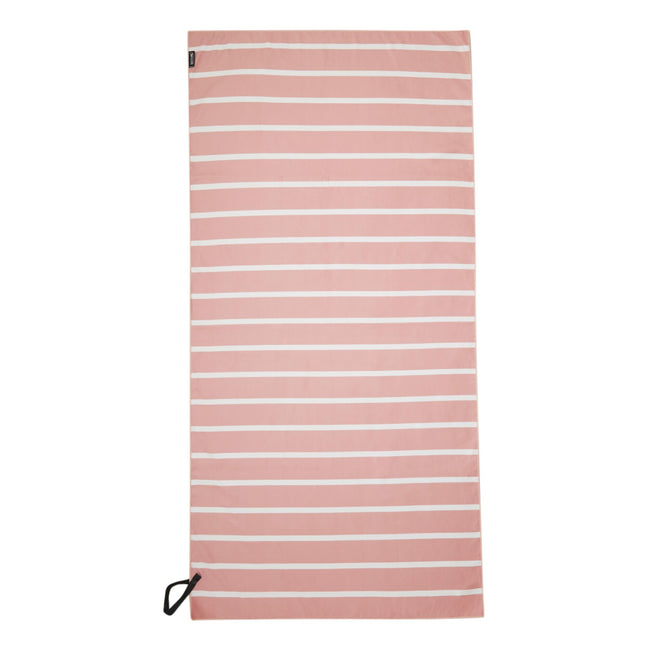 Seashell Pink-White - Front - Regatta Striped Microfiber Beach Towel