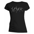 Black - Front - Slayer Womens-Ladies Scratch Logo T-Shirt