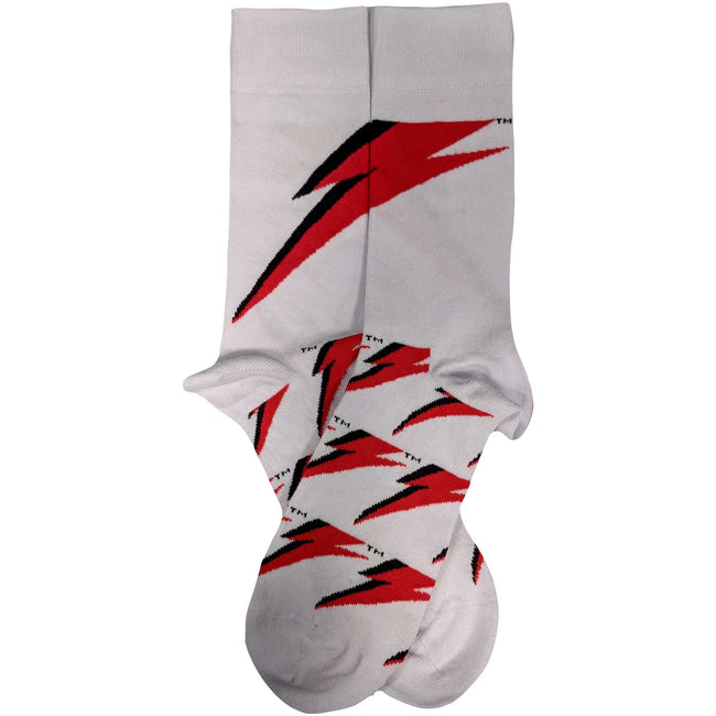 White-Red-Black - Back - David Bowie Unisex Adult Flash Socks