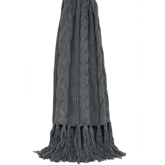 Graphite - Front - Riva Home Santana Knitted Tassle Throw