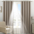 Natural - Side - Riva Home Eclipse Blackout Eyelet Curtains