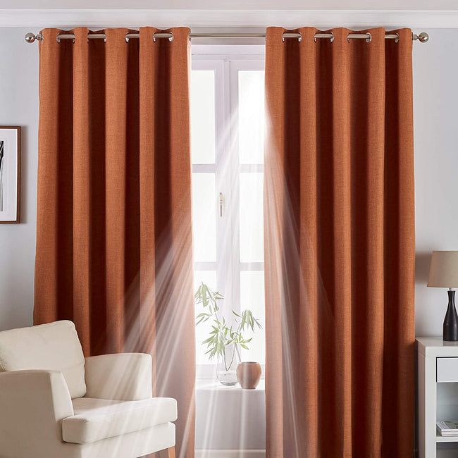 Orange - Back - Riva Home Eclipse Blackout Eyelet Curtains
