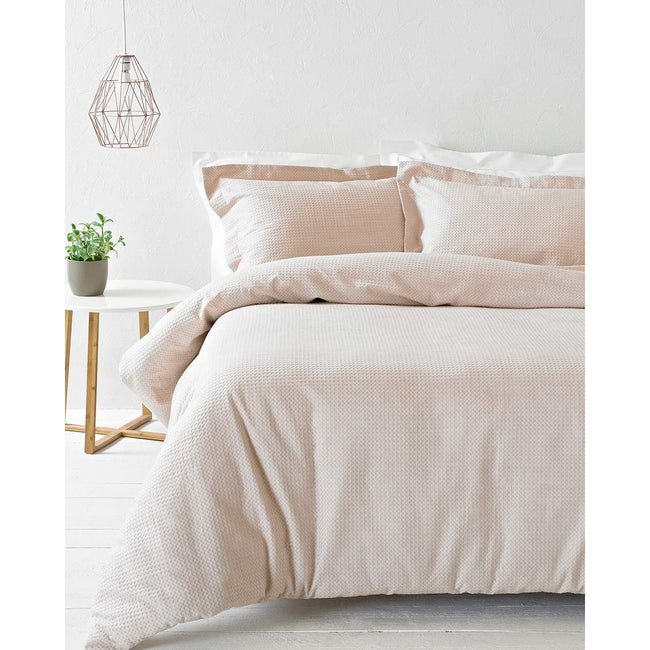 Blush - Front - Linen Yard Waffle Duvet Set