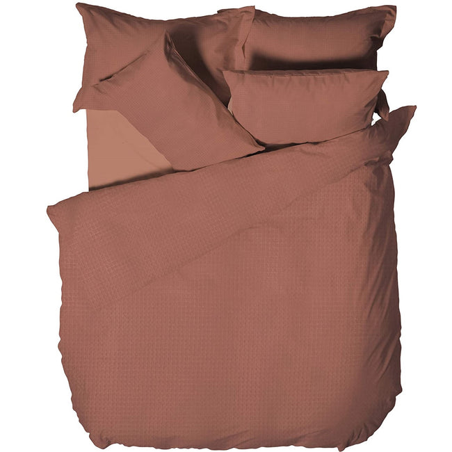 Red - Front - Linen Yard Waffle Duvet Set