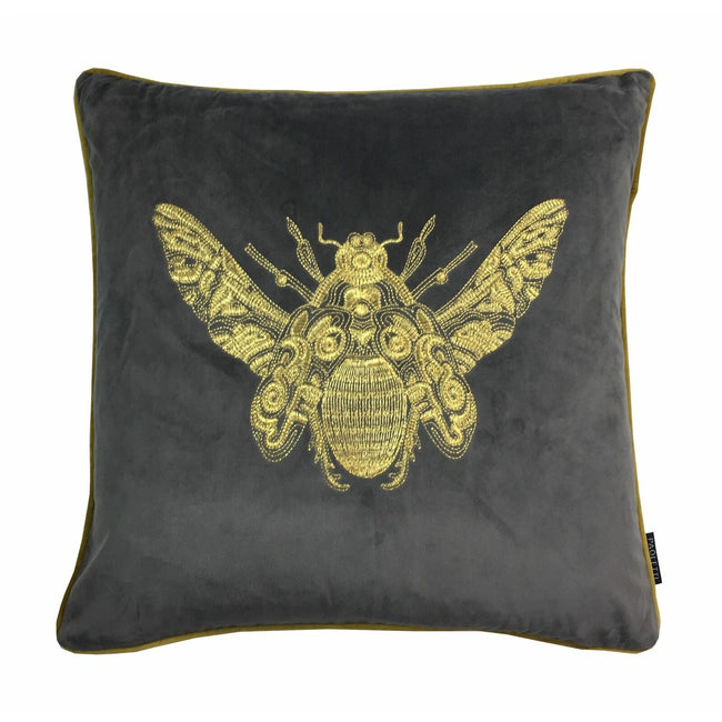 Charcoal Gray - Front - Riva Home Cerana Bee Design Cushion Cover