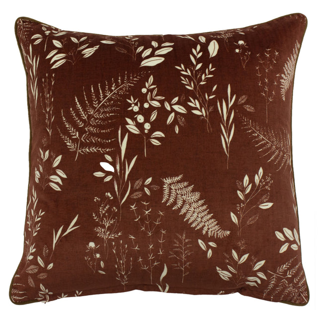 Brick - Front - Furn Fearne Botanical Print Feather Filled Cushion