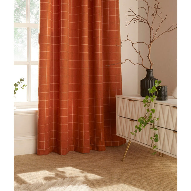Burnt Orange - Side - Furn Ellis Ringtop Eyelet Curtains