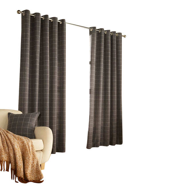 Navy - Front - Furn Ellis Ringtop Eyelet Curtains