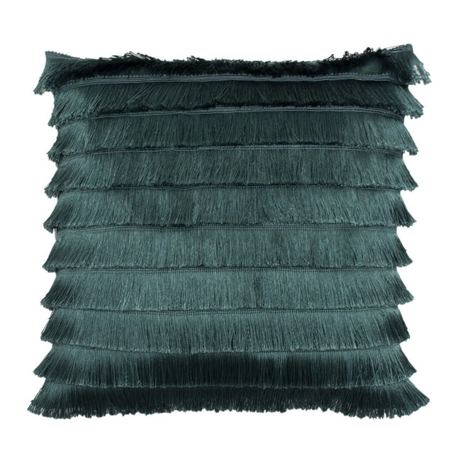 Teal - Front - Furn Flicker Tiered Fringe Cushion Cover