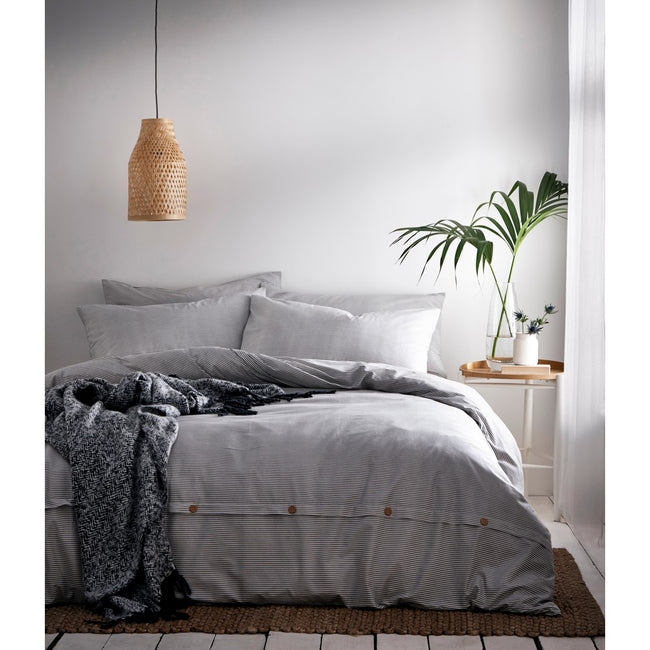 Gray - Front - The Linen Yard Holbury Duvet Set