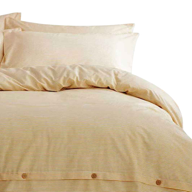 Ochre - Back - The Linen Yard Holbury Duvet and Pillowcase Set