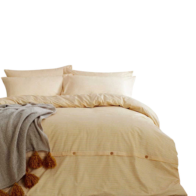 Ochre - Front - The Linen Yard Holbury Duvet and Pillowcase Set