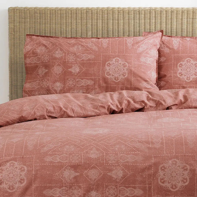 Red - Side - The Linen Yard Bohemian Duvet Cover Set