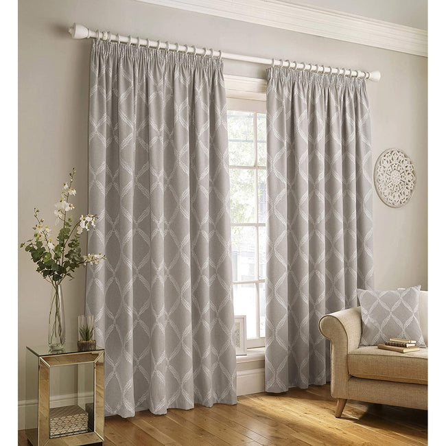Gray - Front - Paoletti Olivia Pencil Pleat Curtains