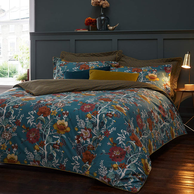 Teal - Back - Paoletti Bloom Pillowcase (Pack of 2)