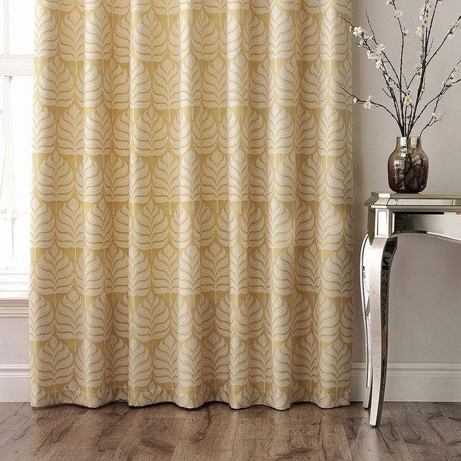Ochre Yellow - Back - Paoletti Horto Eyelet Curtains