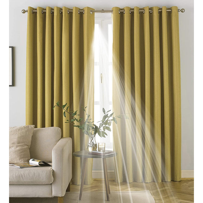 Ochre Yellow - Back - Furn Moon Eyelet Curtains
