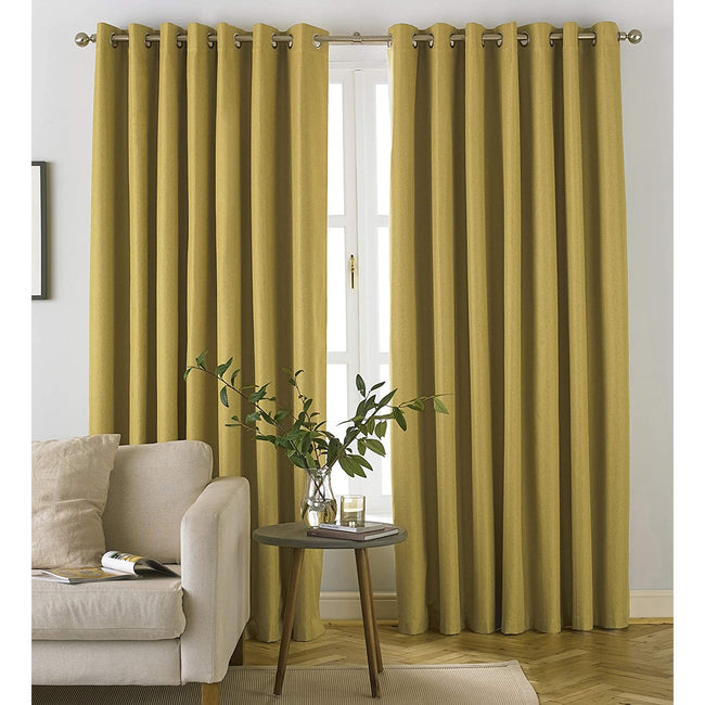 Ochre Yellow - Front - Furn Moon Eyelet Curtains
