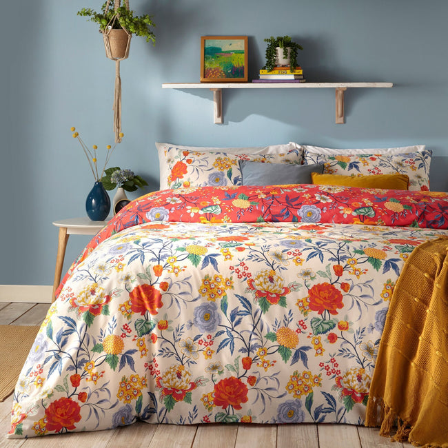 Red - Side - Furn Azalea Floral Duvet Set