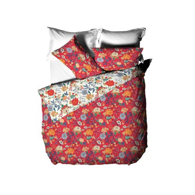 Red - Front - Furn Azalea Floral Duvet Set