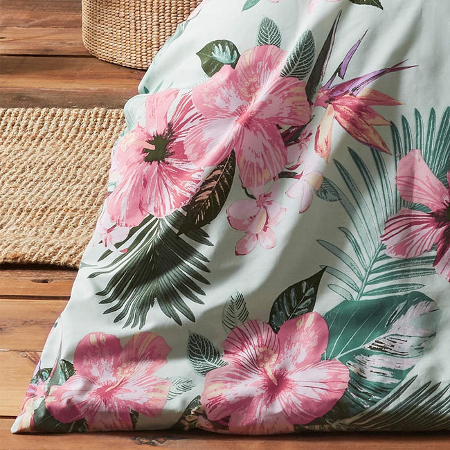 Green-Pink - Side - Furn Floral Hibiscus Duvet Set
