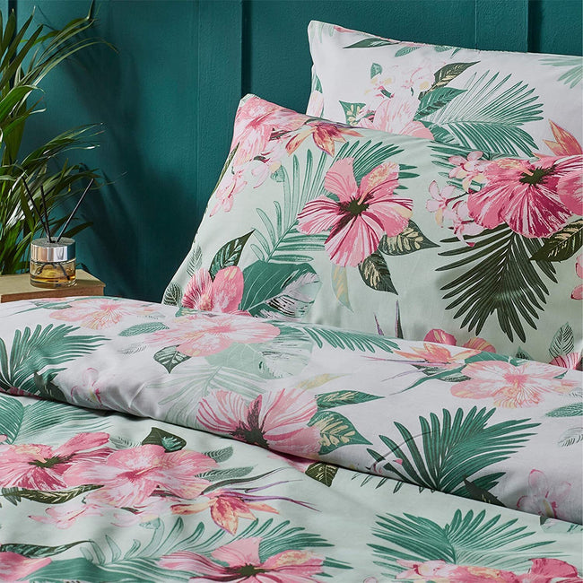 Green-Pink - Lifestyle - Furn Floral Hibiscus Duvet Set