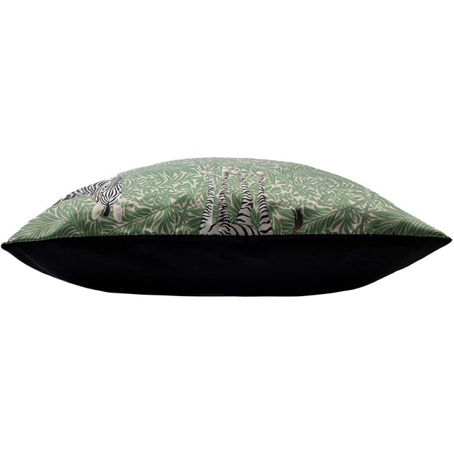 Green - Side - Paoletti Zebra Foliage Throw Pillow Cover